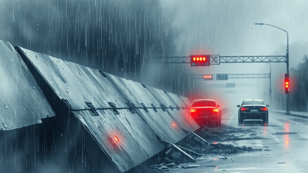 옹벽 붕괴 사고 개요 (watercolor 스타일)