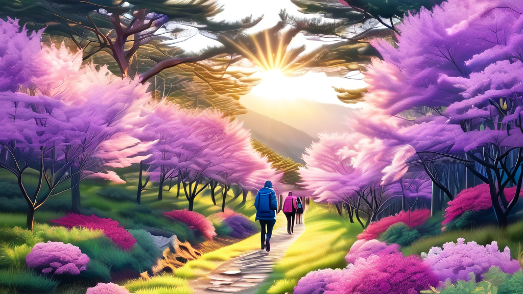 최적의 고려산 등산 코스 추천 및 난이도 비교 (realistic 스타일)