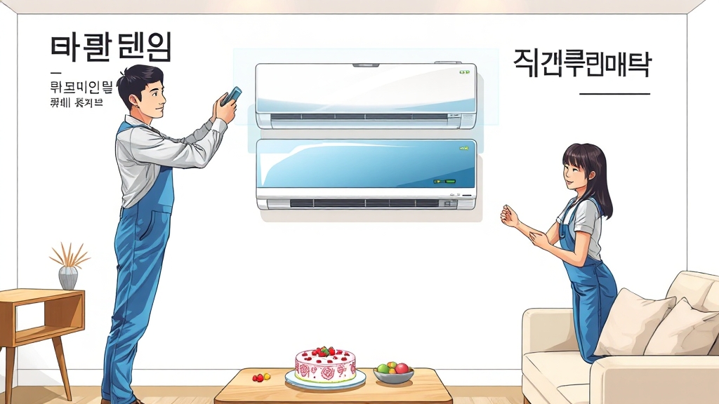 에어컨 설치 & 수리 후기 & 실제 비용 사례 (illustration 스타일)