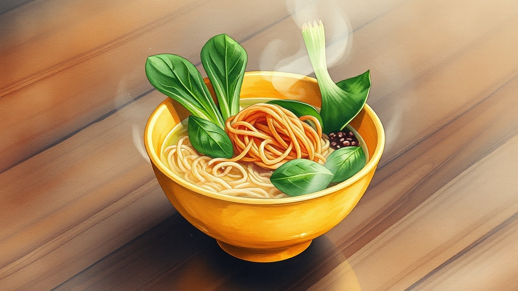 라면 나트륨 줄이기 (watercolor 스타일)