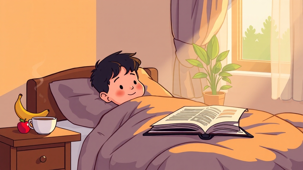 면역력 높이는 수면 습관 만들기 (cartoon 스타일)