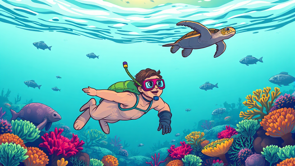 부나켄 해양국립공원 스노클링 & 다이빙 (illustration 스타일)