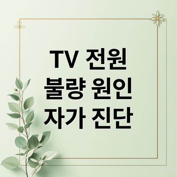 TV 전원
불량 원인
자가 진단 (tv 전원 안됨 고장 원인 수리방법)