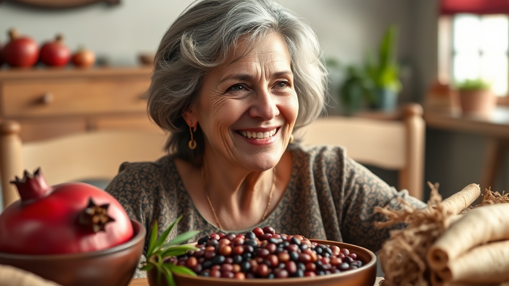 갱년기에 좋은 음식은 무엇일까요? (realistic 스타일)