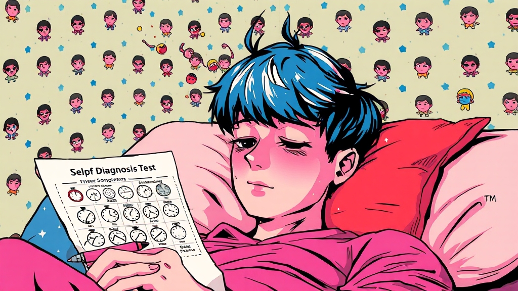 기면증 증상부터 치료까지, 원인과 자가 진단 테스트 총정리 4 초기 증상과 자가 진단 테스트 (popart 스타일)