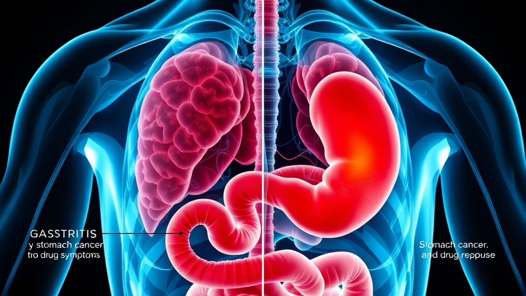 위염과 위암, 어떻게 다를까? (realistic 스타일)