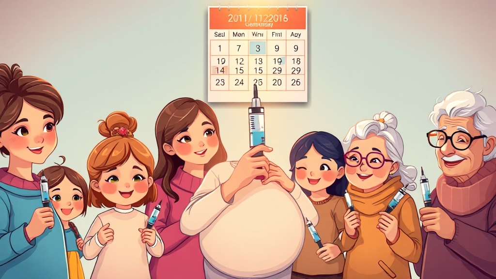 무료 접종 대상 및 일정 상세 (cartoon 스타일)