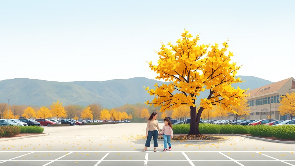 장수동 은행나무 접근성 및 주차 (illustration 스타일)