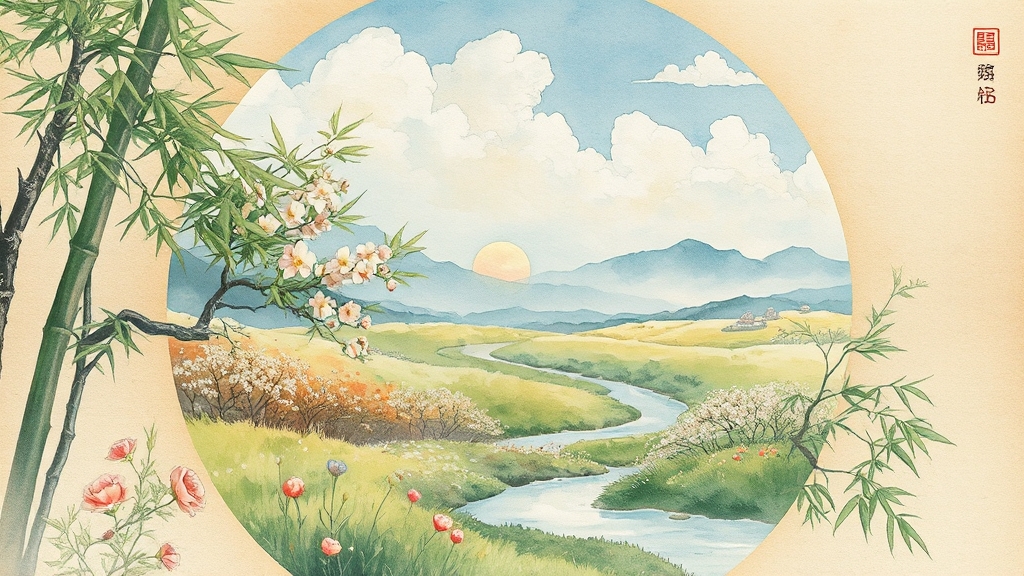 60갑자와 인생 주기 (watercolor 스타일)