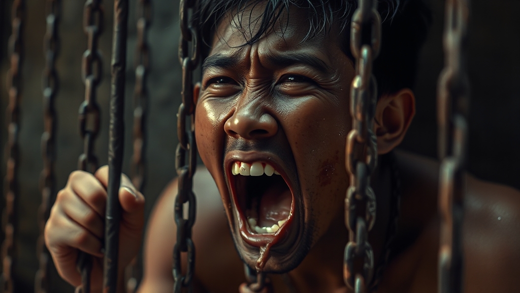 주요 범죄 수법: 감금, 폭행, 갈취 (realistic 스타일)