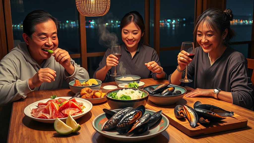 1박 3식 메뉴와 맛집 정보 (realistic 스타일)