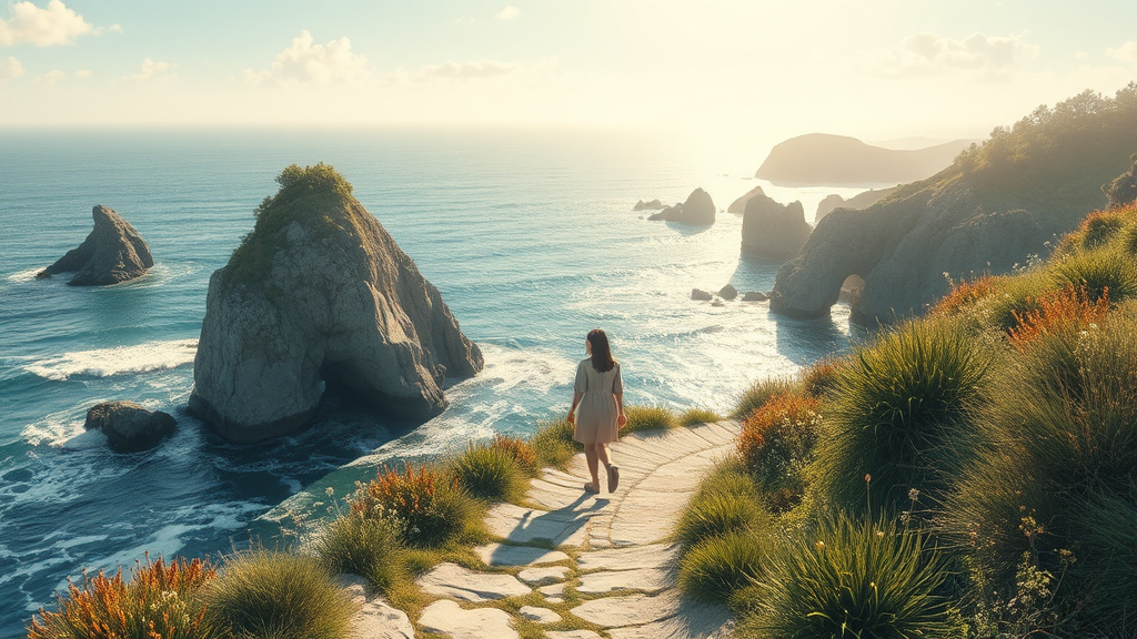 동해 바다의 설렘, 속초 & 강릉 (realistic 스타일)