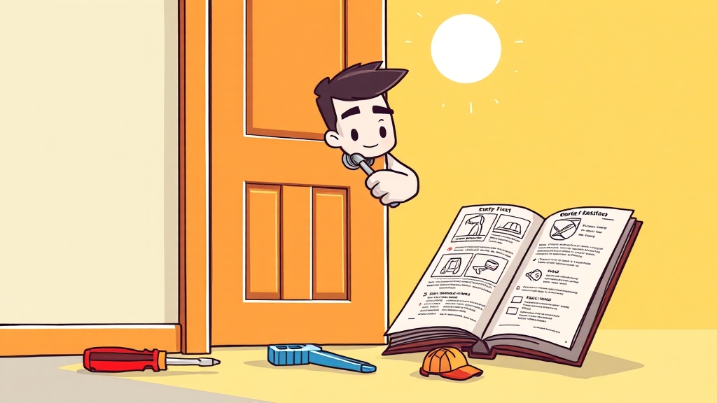 셀프 도어락 설치 방법 (cartoon 스타일)