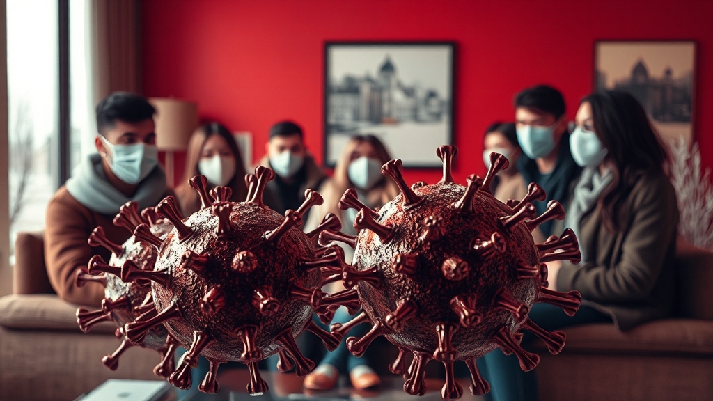 코로나19 재유행 현황 및 원인 (realistic 스타일)