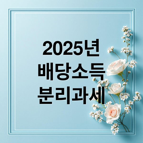 2025년
배당소득
분리과세 (배당소득 분리과세 정리)