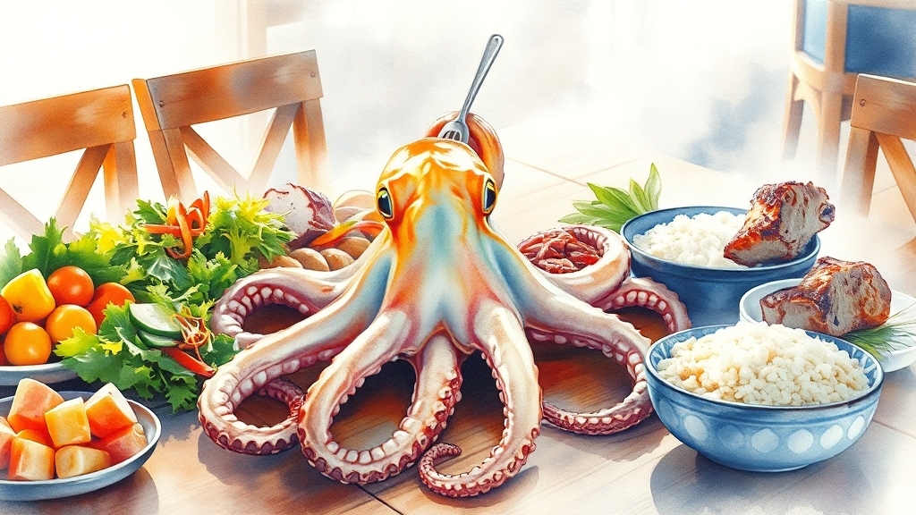 문어 요리 레시피 (watercolor 스타일)