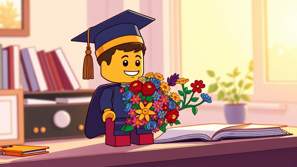 졸업 선물, 레고 꽃다발의 가치 (cartoon 스타일)