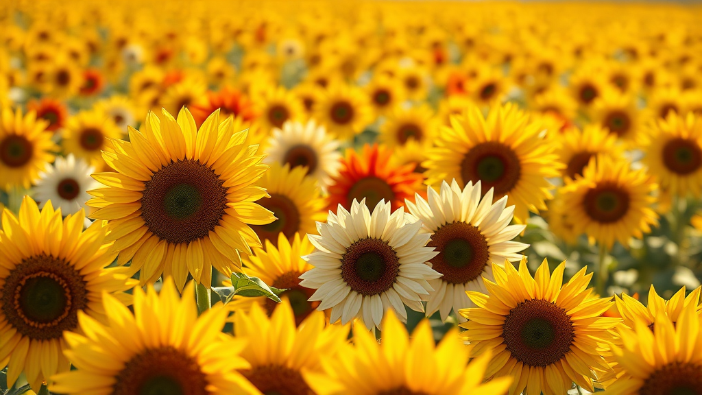 해바라기 꽃말: 색깔별 의미 차이 (realistic 스타일)