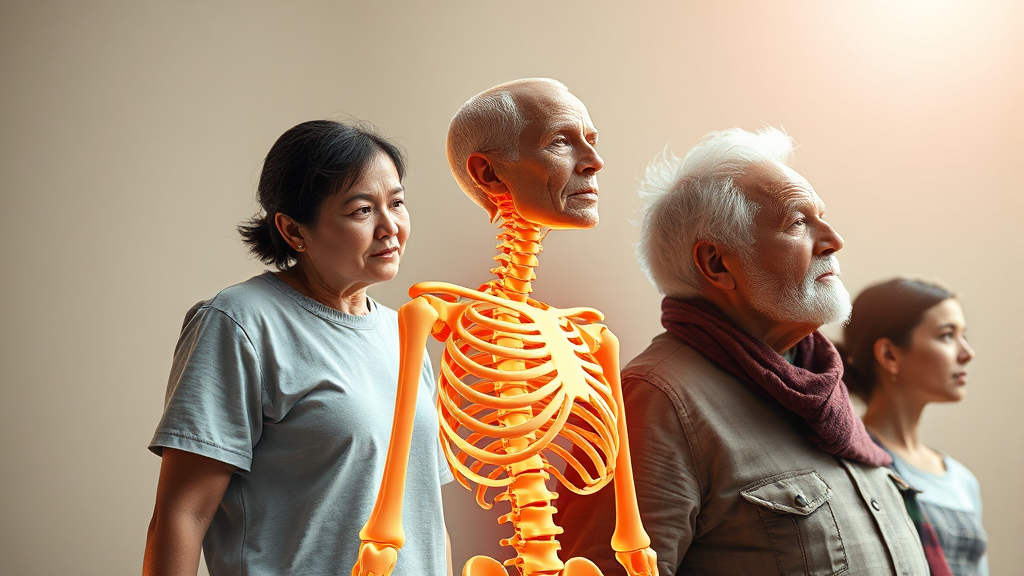 연령대별 뼈 건강 관리 전략 (realistic 스타일)