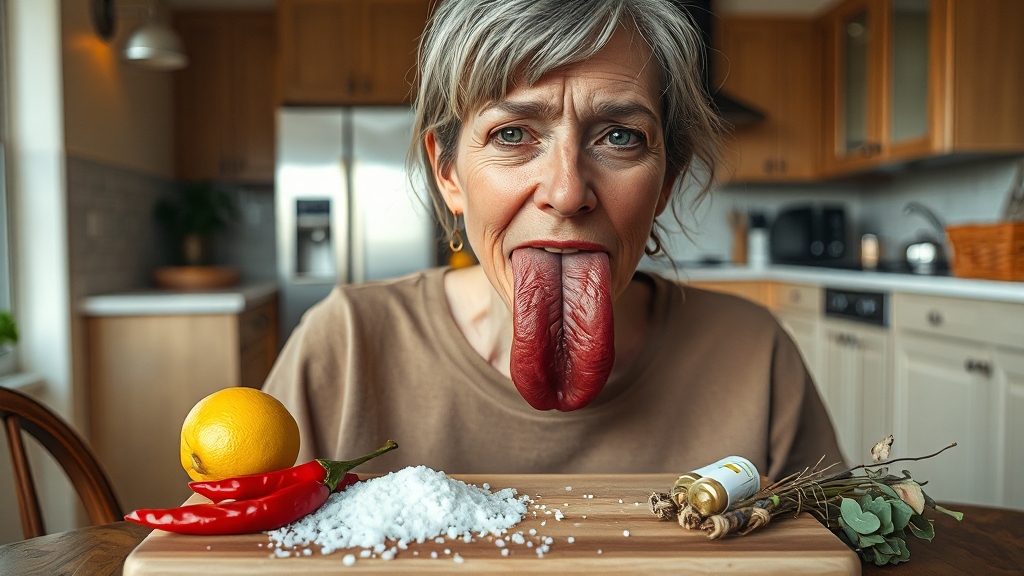 혓바늘 원인 파악하기 (realistic 스타일)