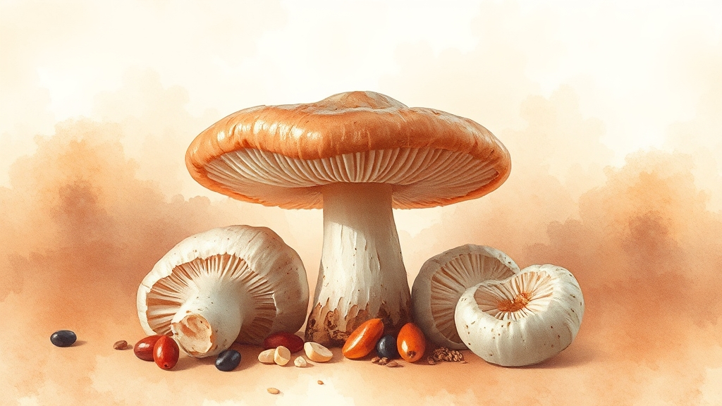 송화버섯 영양 성분 (watercolor 스타일)