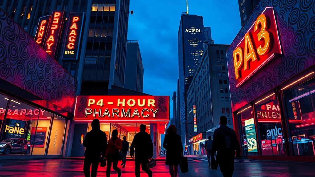 24시 약국 운영 현황 (popart 스타일)