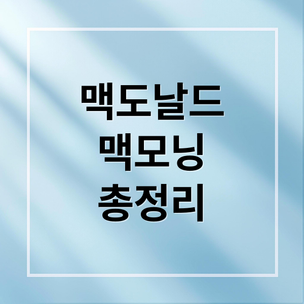 맥도날드
맥모닝
총정리 (맥도날드 맥모닝 시간 메뉴)