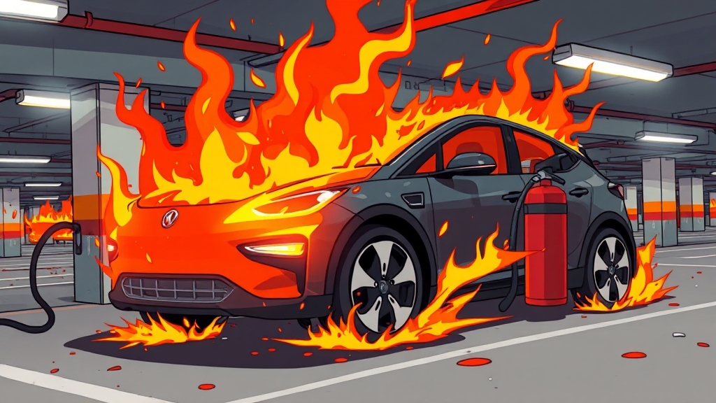 리튬 배터리 화재, 이렇게 대응하세요! (cartoon 스타일)