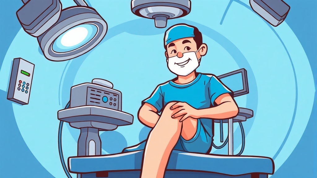 무릎 통증 치료: 수술적 치료 (cartoon 스타일)