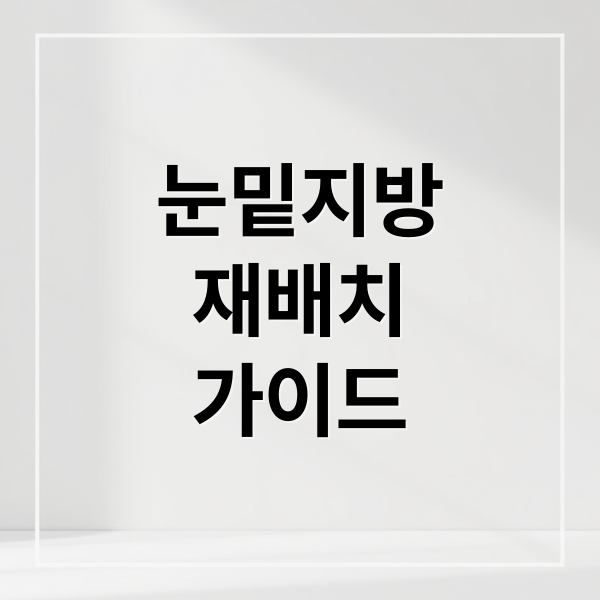 눈밑지방
재배치
가이드 (눈밑 지방재배치 붓기 관리, 빠른 회복 꿀팁)