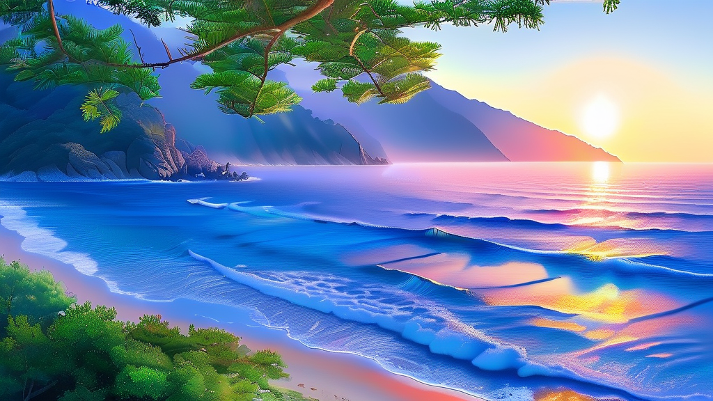 아름다운 일출과 자연의 강릉 (realistic 스타일)