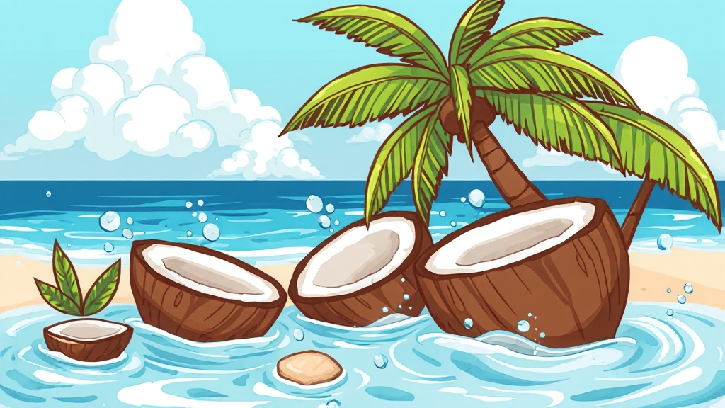코코넛워터 주요 효능 (cartoon 스타일)