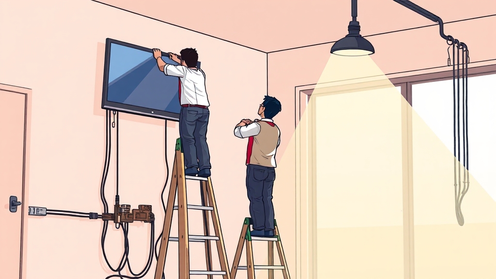 대구 경산 주민 추천, 벽걸이 TV 설치 업체 (cartoon 스타일)