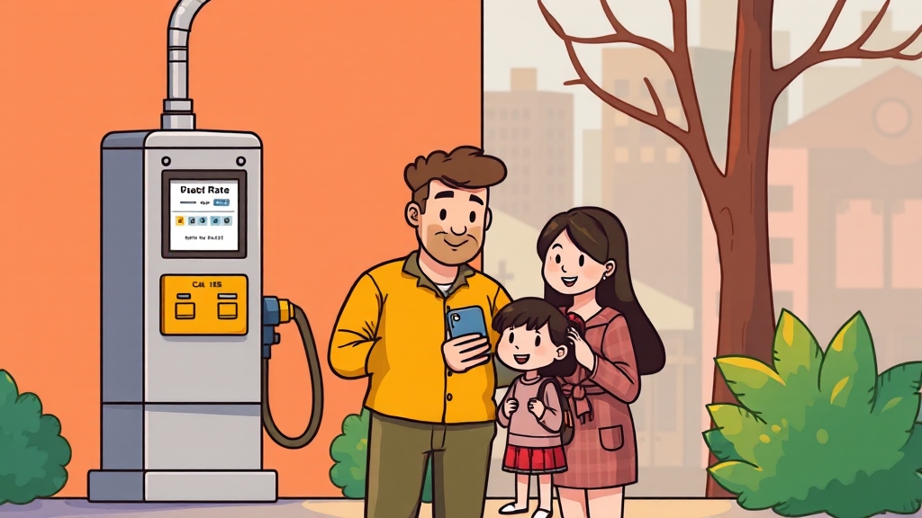 도시가스 요금 조회 및 납부 (cartoon 스타일)