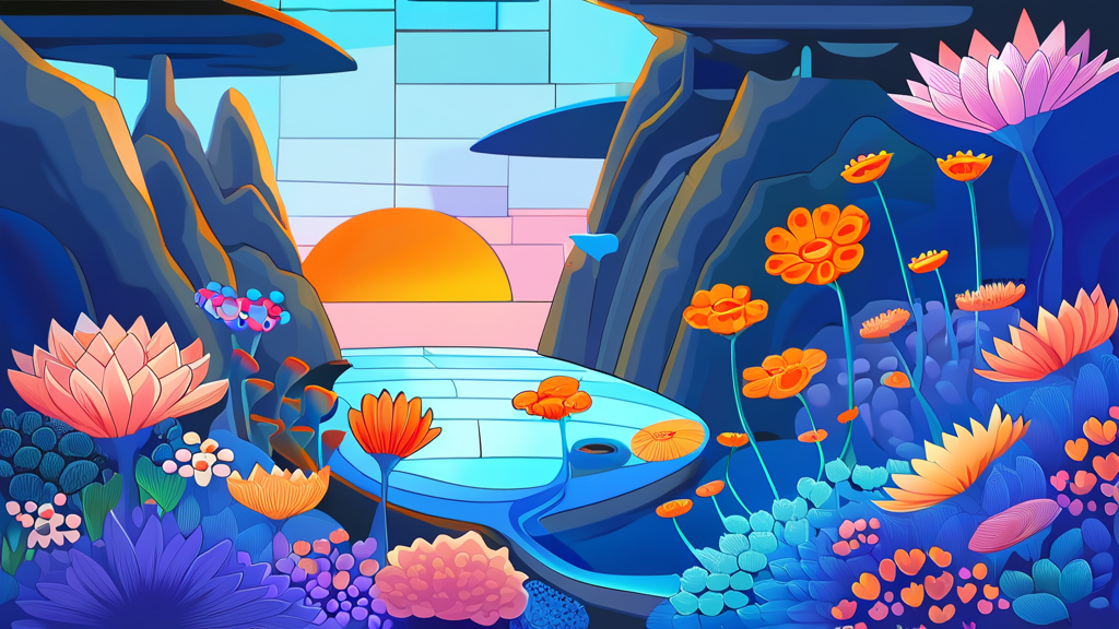 신비로운 유리 예술의 세계 (cartoon 스타일)