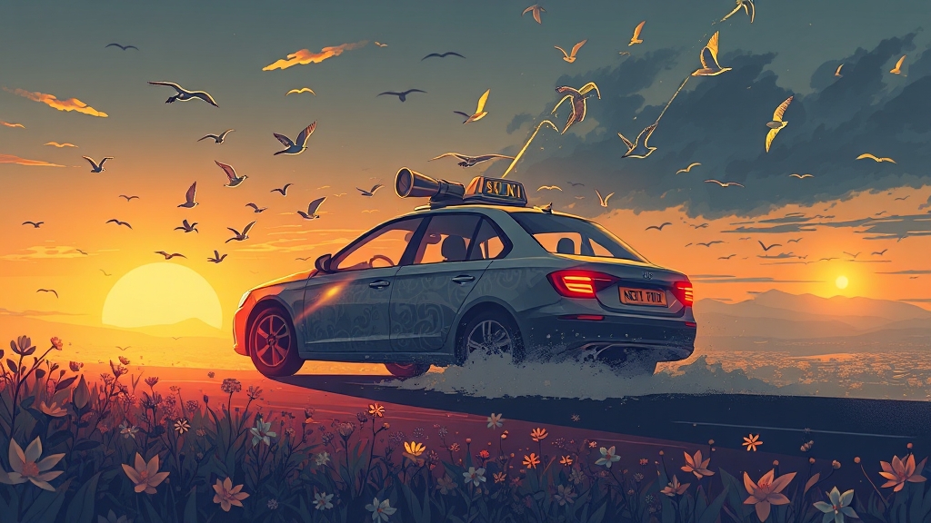 상황별 택시 꿈 해석: 긍정 & 부정 (illustration 스타일)