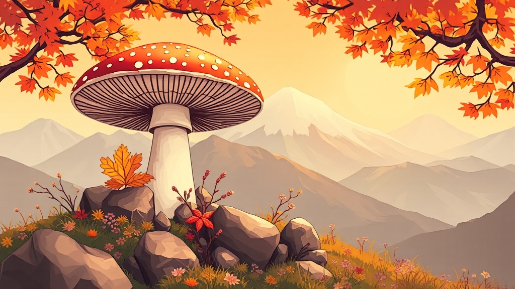 능이버섯, 면역력 향상에 최고? (illustration 스타일)