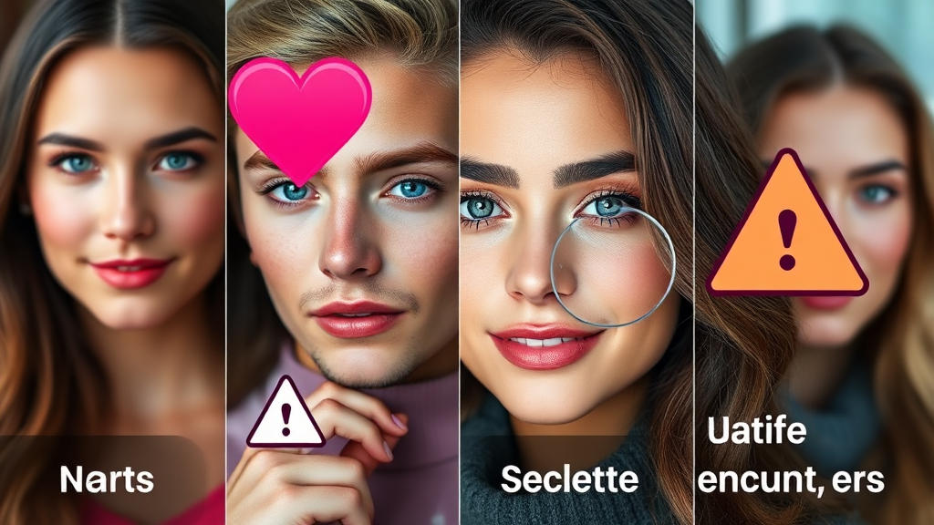 만남 앱 종류 & 특징 비교 (realistic 스타일)