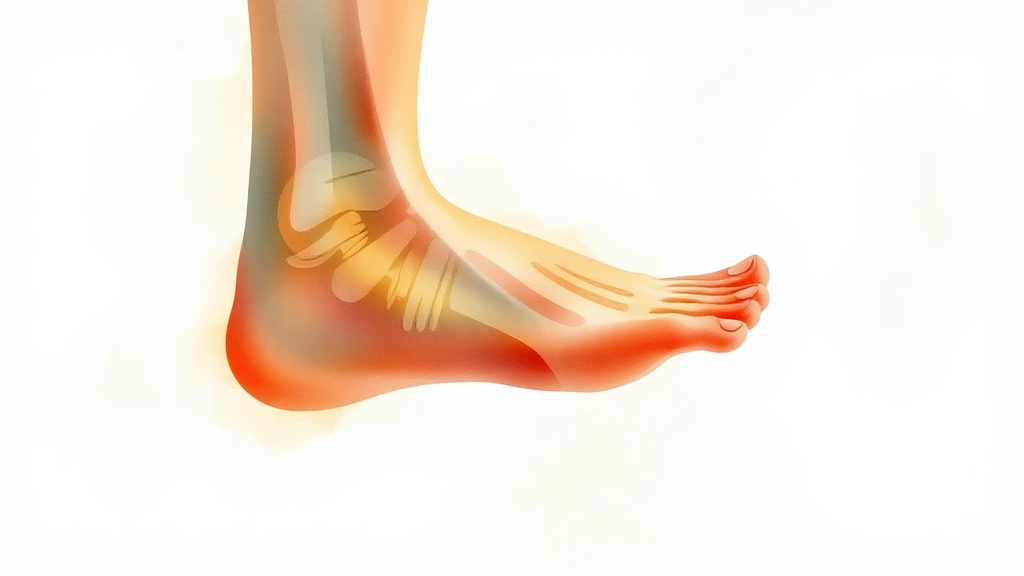 발목과 종아리, 연결고리 (watercolor 스타일)