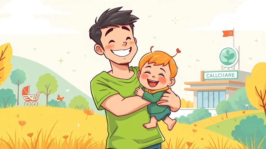 남성 육아휴직 현황 및 인식 변화 (cartoon 스타일)