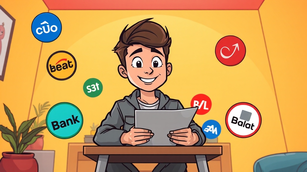 취급 은행별 상품 특징 및 가입 방법 (cartoon 스타일)