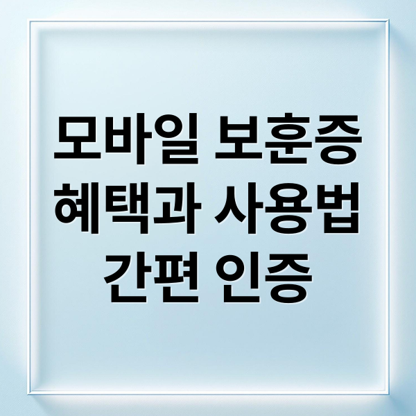 모바일 보훈증
혜택과 사용법
간편 인증 (국가유공자 혜택 모바일 신분증)