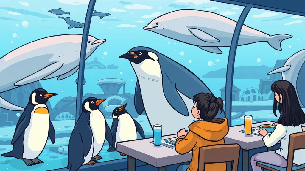 롯데월드 아쿠아리움 관람 팁 및 주변 정보 (cartoon 스타일)