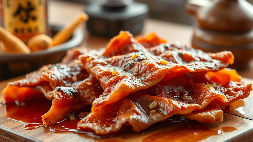 코주부 육포 인기 비결 (realistic 스타일)