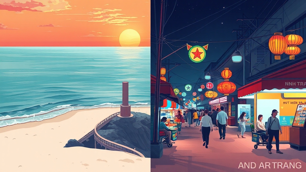 다낭 vs 나트랑: 어디가 좋을까? (illustration 스타일)