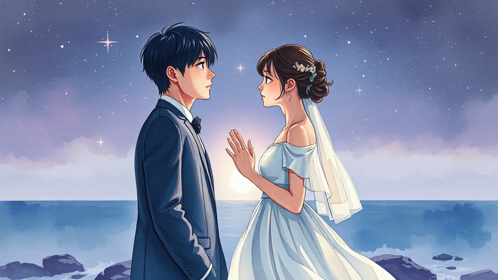 ‘밤하늘 야광별’ 케미 폭발 (watercolor 스타일)