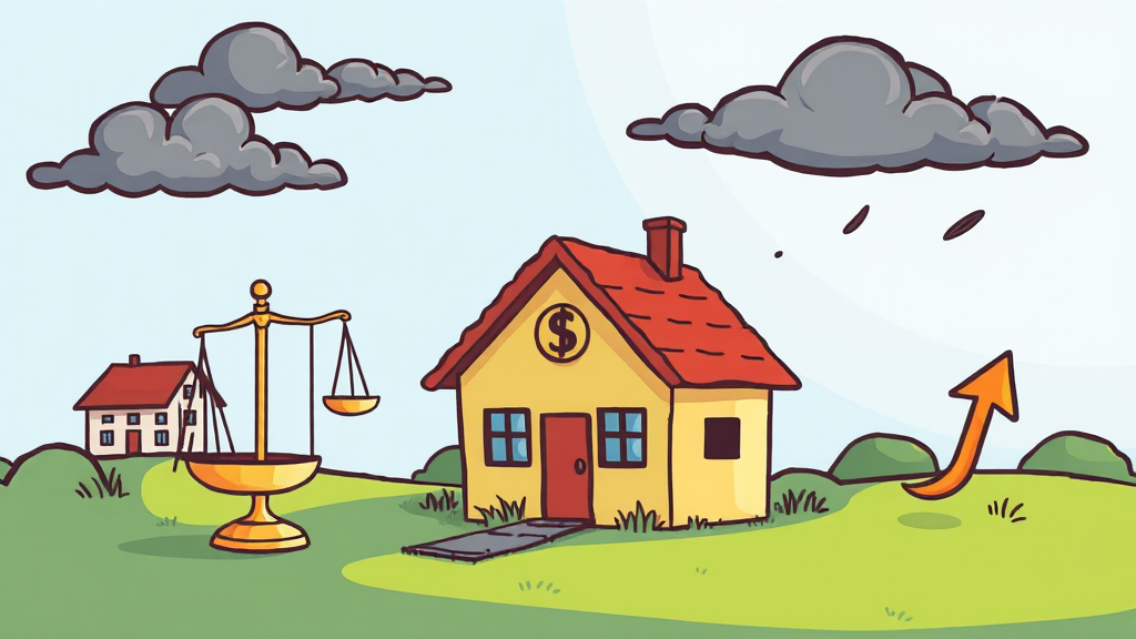 대출 금리 상승이 부동산 시장에 미치는 영향 (cartoon 스타일)