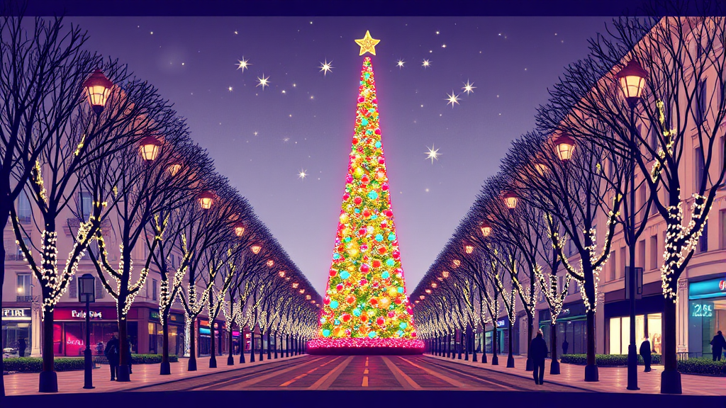 크리스마스 트리 및 장식 (illustration 스타일)