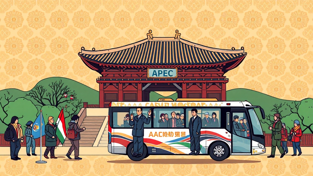 APEC 관련 교통 통제 및 관광 정보 (cartoon 스타일)