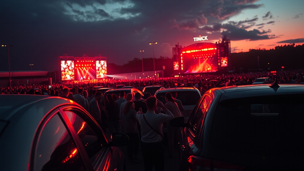 콘서트 관람객 주차 팁 (realistic 스타일)